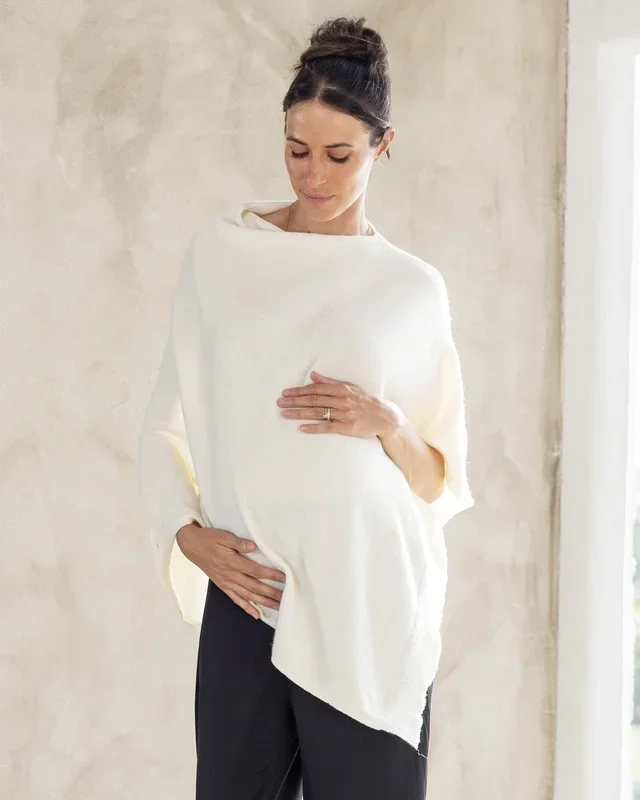 Maternity Nursing Poncho In Winter White