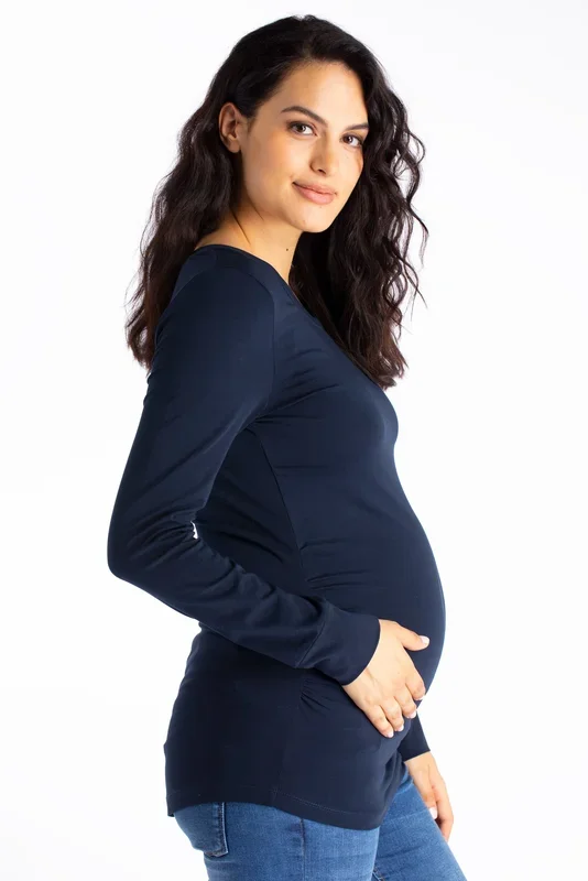 Maternity shirt made of organic cotton, navy