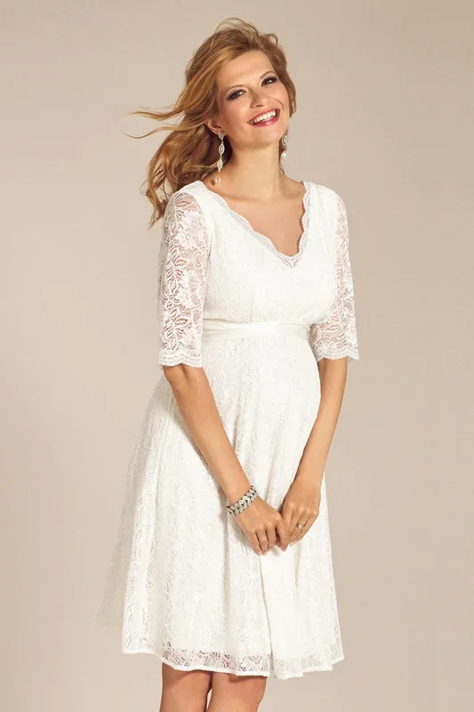 Maternity wedding dress with scalloped neckline