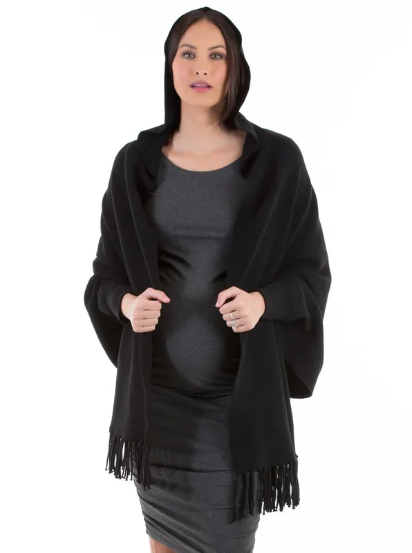 Maternity Wool Blend Winter Cape – Black