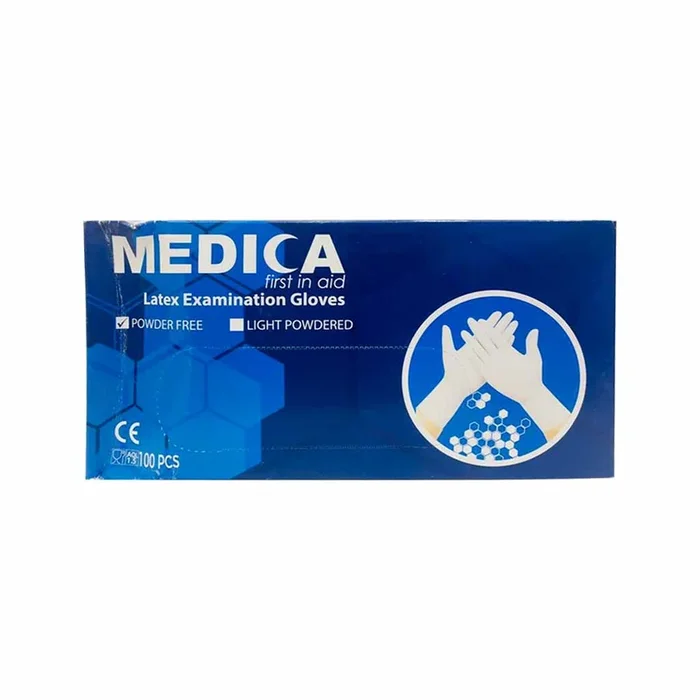 Medica Latex Gloves Powder free (M) 100 Pieces