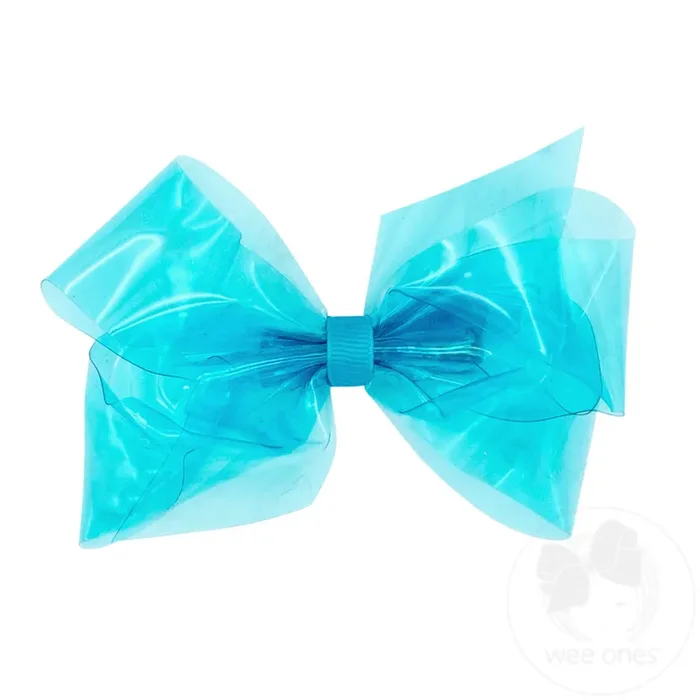 Medium WeeSplash Colored Vinyl Bow with Plain Wrap (New Turquoise)
