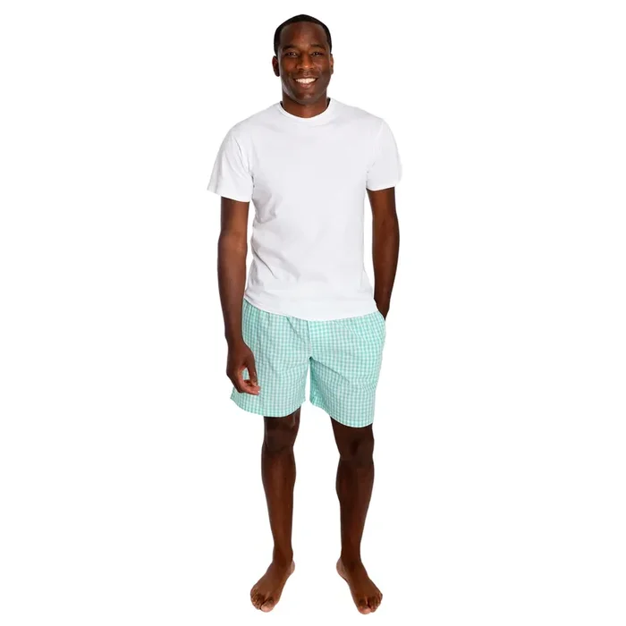 Men’s Hepburn Gingham Mint Sleep Shorts