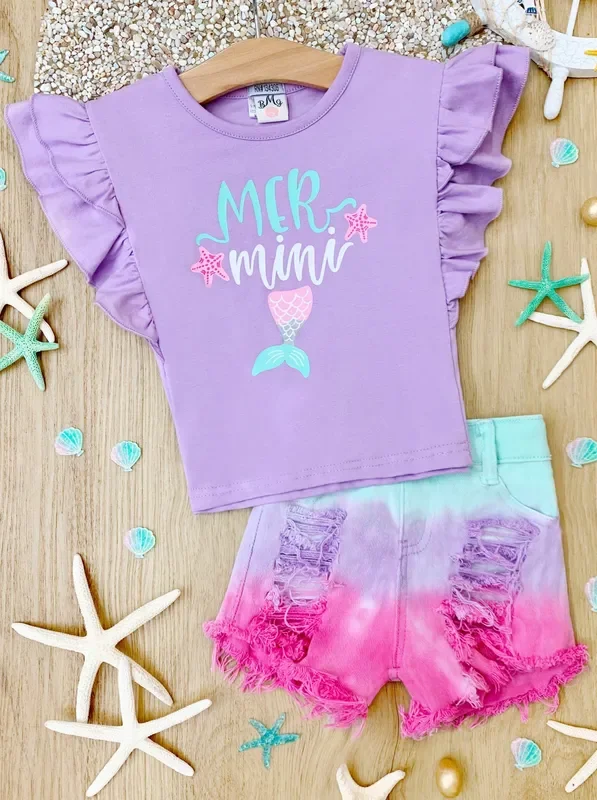 Mer-Mini Ombre Denim Short Set