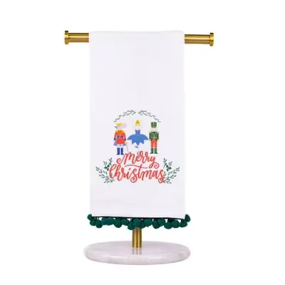 Merry Christmas Waltz Pom Pom Hand Towel