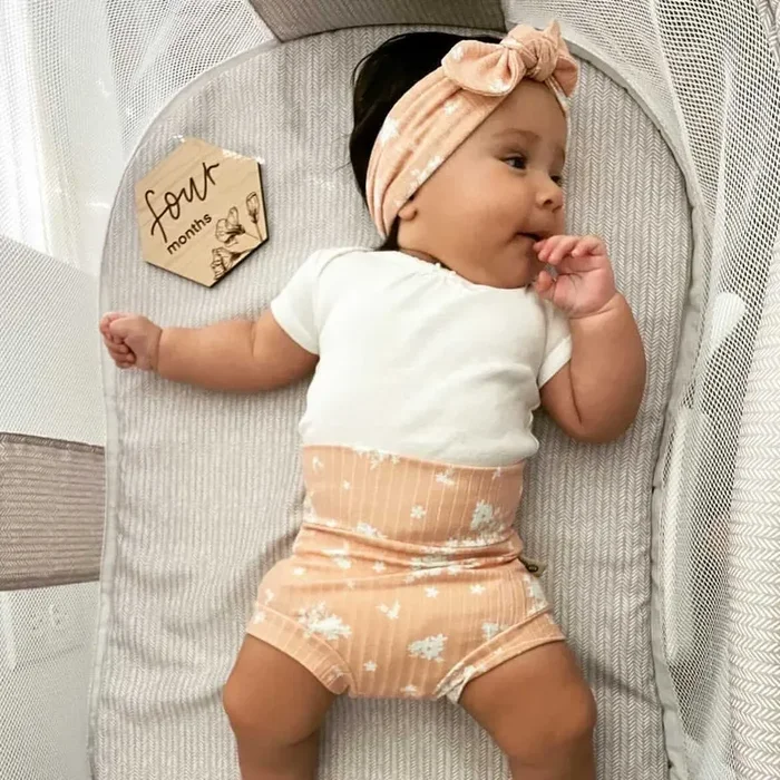 Minimal Floral Blush Ribbed Bummies