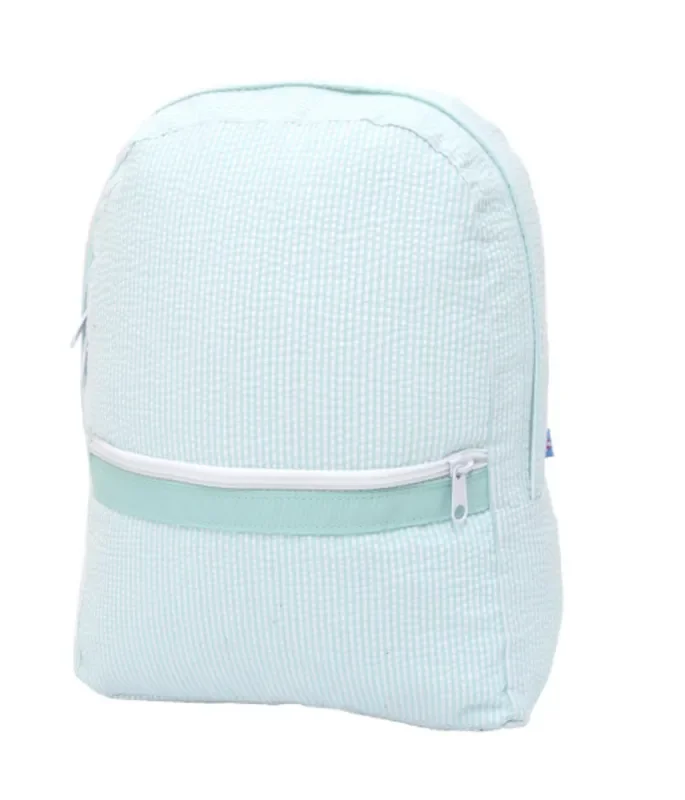 Mint | Medium Seersucker Backpack | Mint
