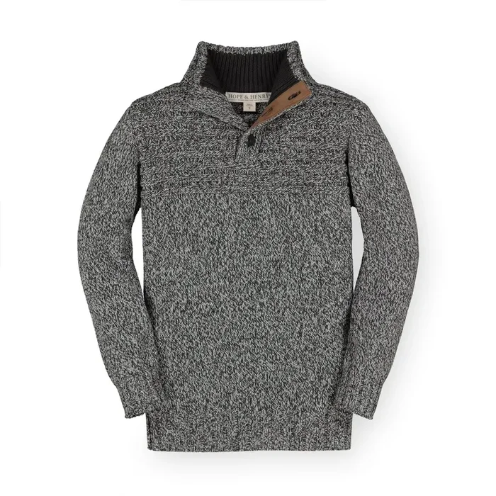 Mock Neck Button Placket Sweater