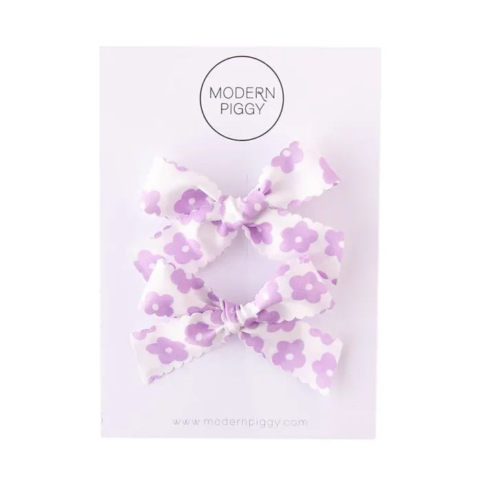 Mod Daisy – Purple | Pigtail Set – Ribbon Bow