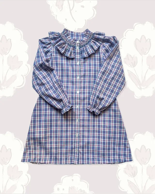 Molly Anne Dress In Blue & Purple Plaid