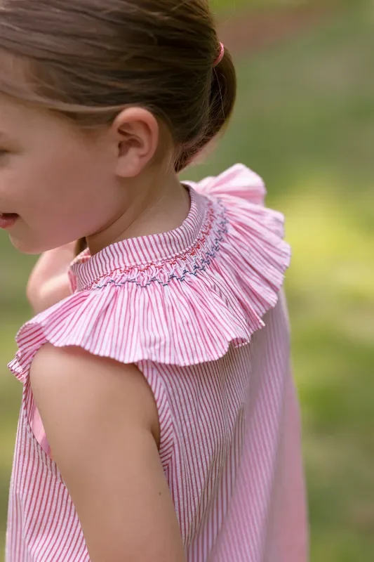 Molly Anne Dress In Red Seersucker