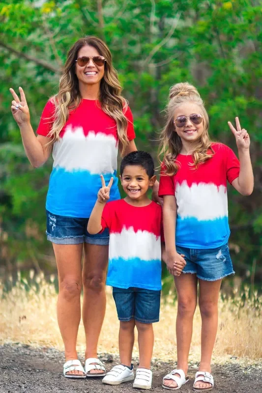 Mom & Kid – Patriotic Firecracker Ombre Top