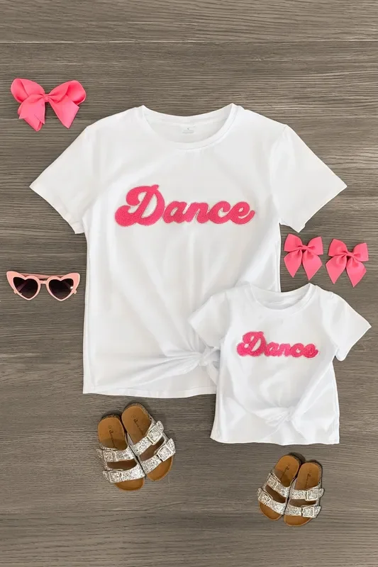 Mom & Me – “Dance ” Chenille Patch Short Sleeve Top