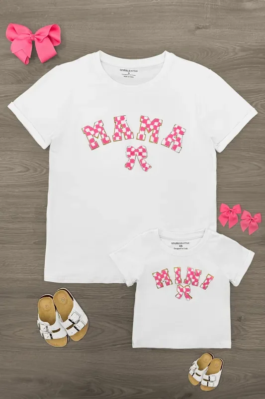Mom & Me – “Mama & Mini ” Checkered Chenille Patch Top