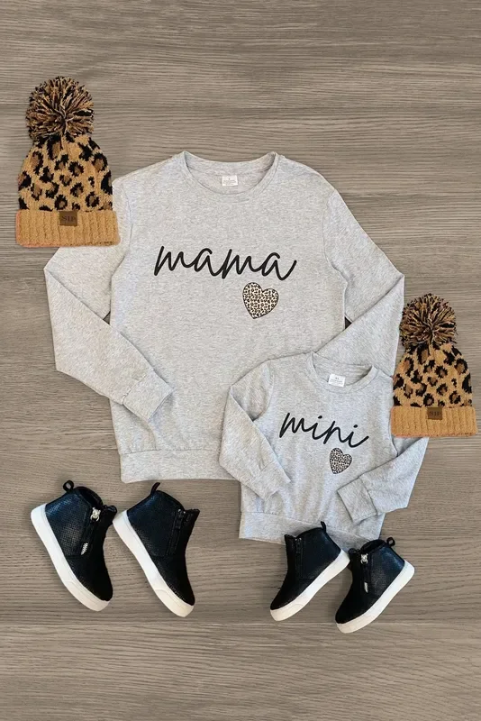 Mom & Me – “Mama & Mini ” Gray Long Sleeve Top