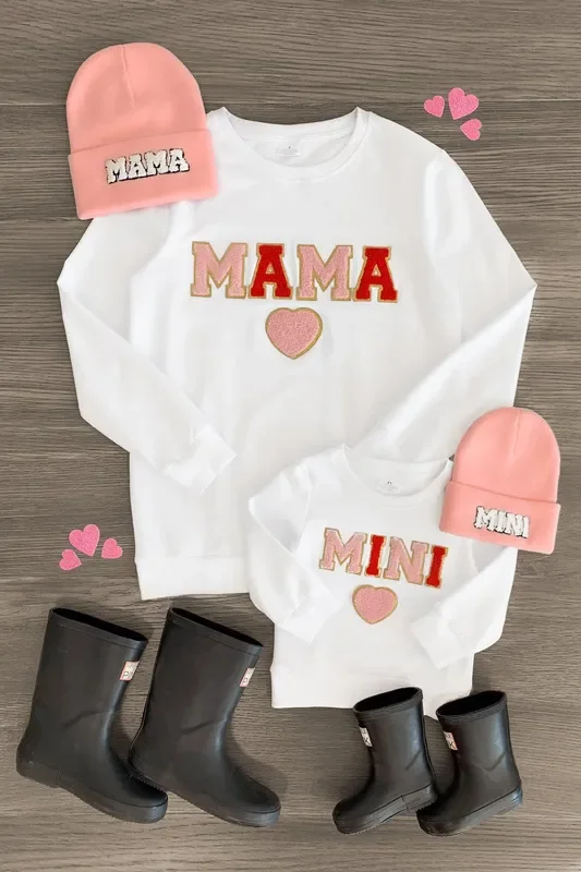 Mom & Me – “Mama & Mini ” White Chenille Patch Top