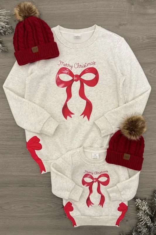 Mom & Me – “Merry Christmas ” Red Bow Top