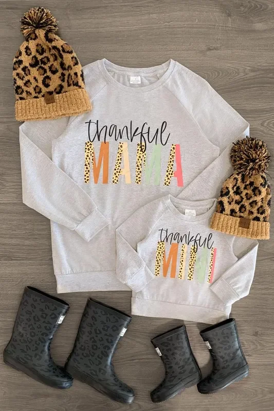 Mom & Me – “Thankful Mama & Mini ” Gray Top
