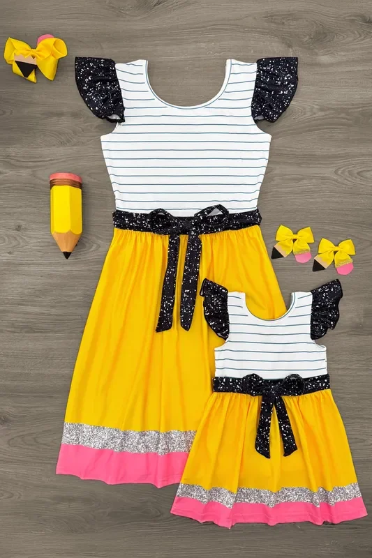 Mom & Me – Glitter Pencil & Notebook Dress