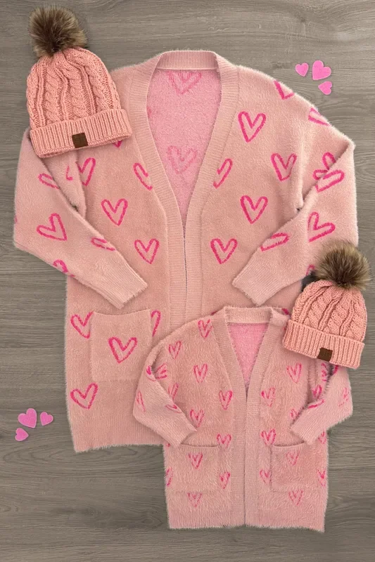 Mom & Me – Pink Heart Cardigan