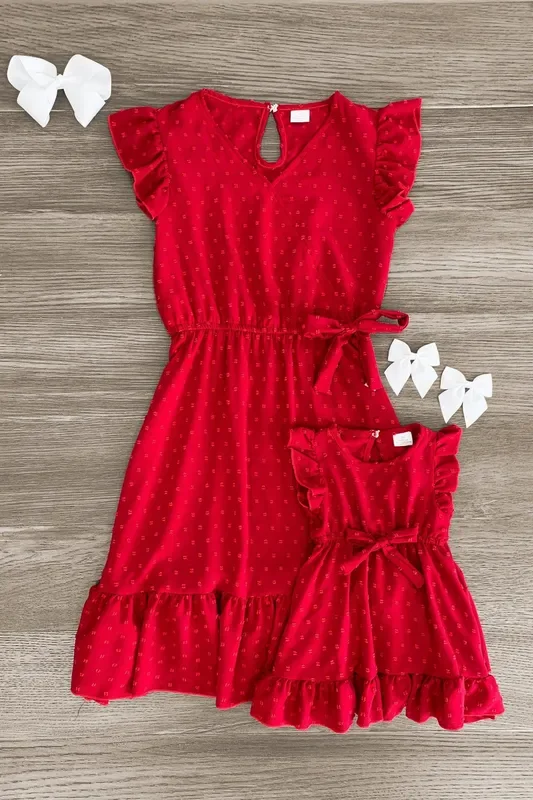 Mom & Me – Swiss Dot Ruffle Dress