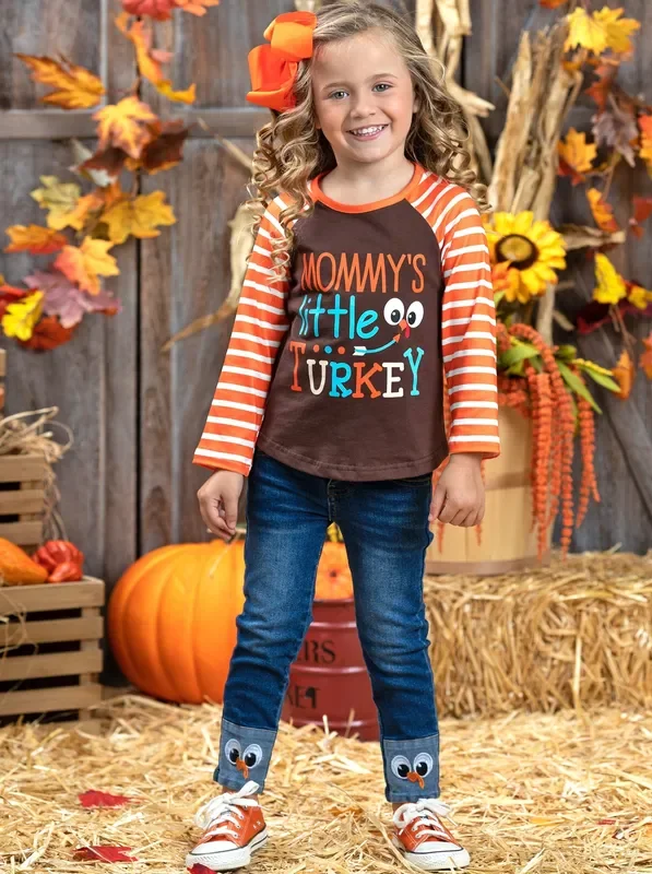 Mommy’s Little Turkey Cuffed Jeans Set