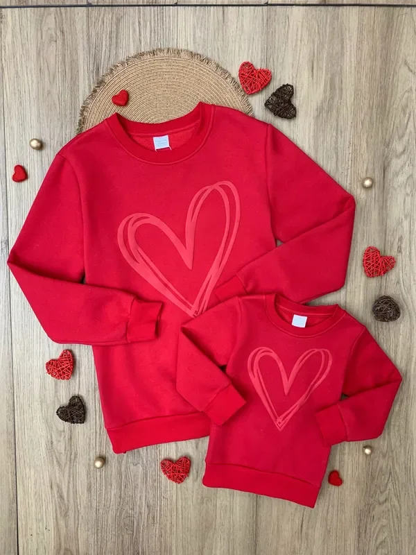 Mommy and Me Lovely Heart Embossed Sweatshirt