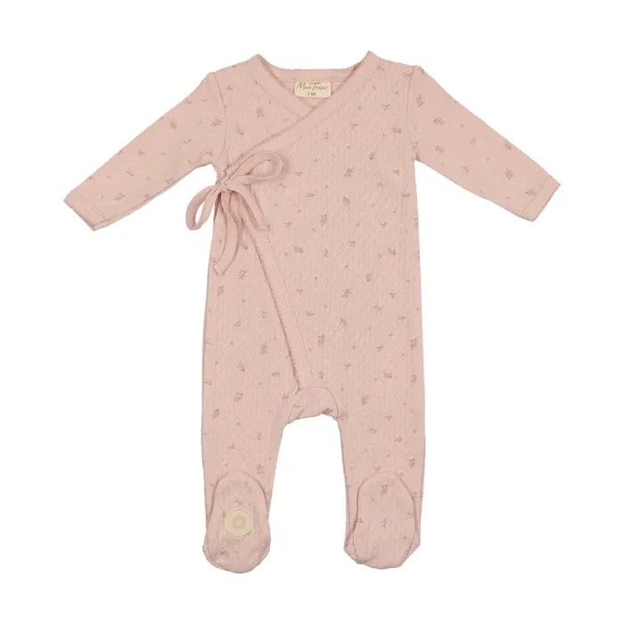 Mon Tresor Bebe Leaf Print Wrap Footie