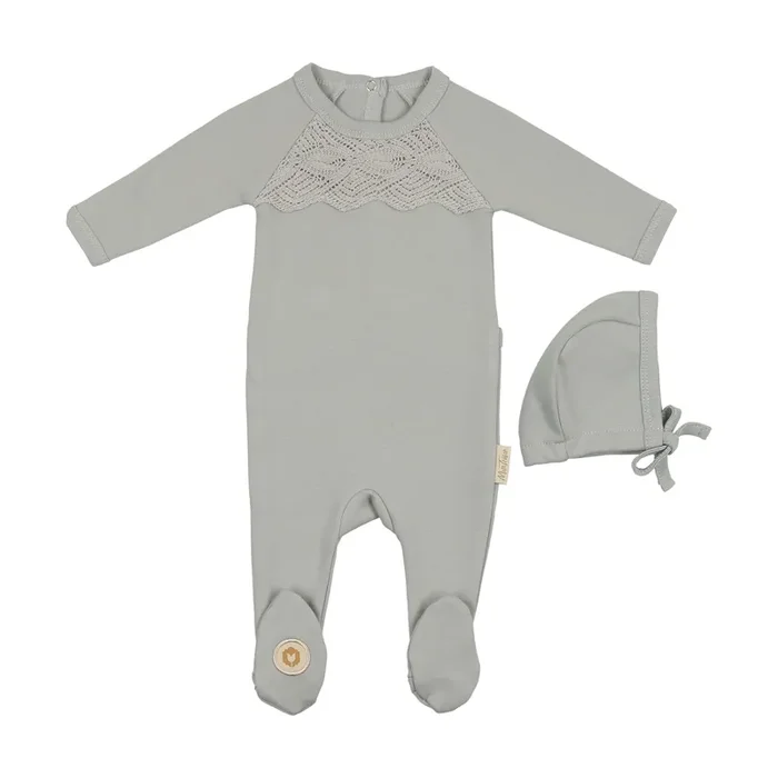Mon Tresor Bebe Look of Lace Footie & Hat Set