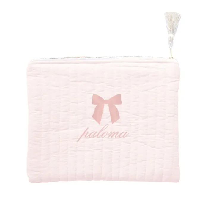 Monogrammed Linen Pouch | Blossom Pink