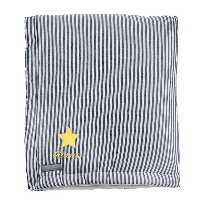 Monogrammed Play Mat | Harbor Island Stripe And White Linen, Reversible