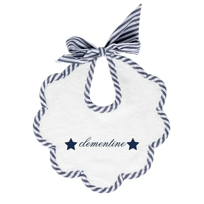 Monogrammed Scalloped Bib | Harbor Island Stripe