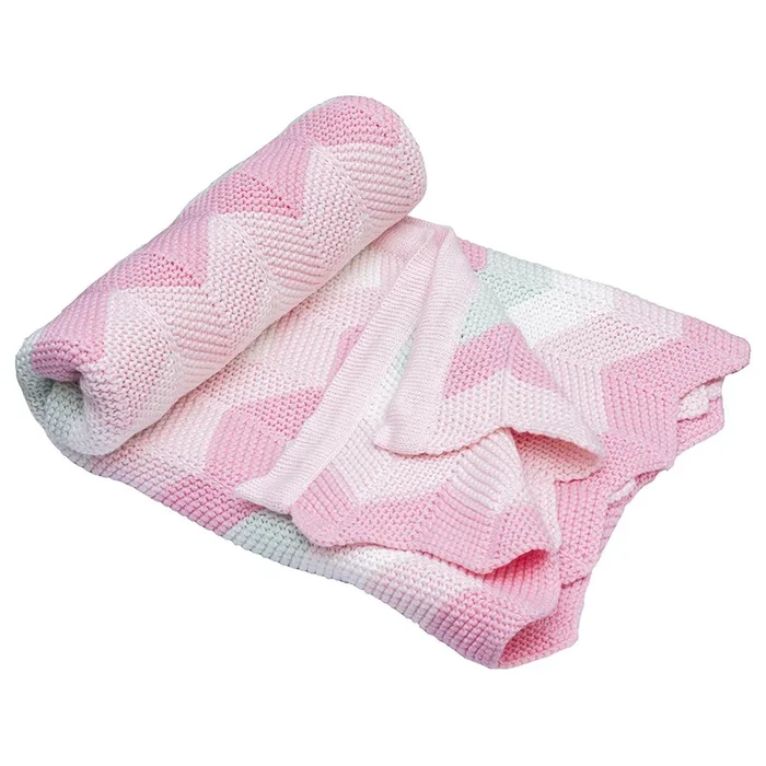 Moon – Snugly 100% Cotton Knitted Baby Blanket (Pink)