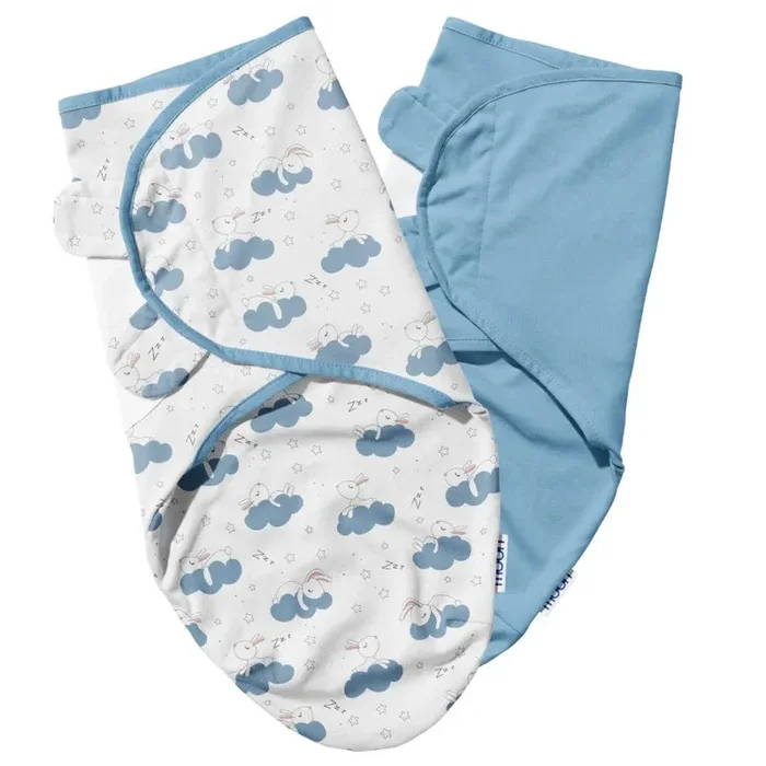 Moon Organic Swaddle, Rabbit (Blue)