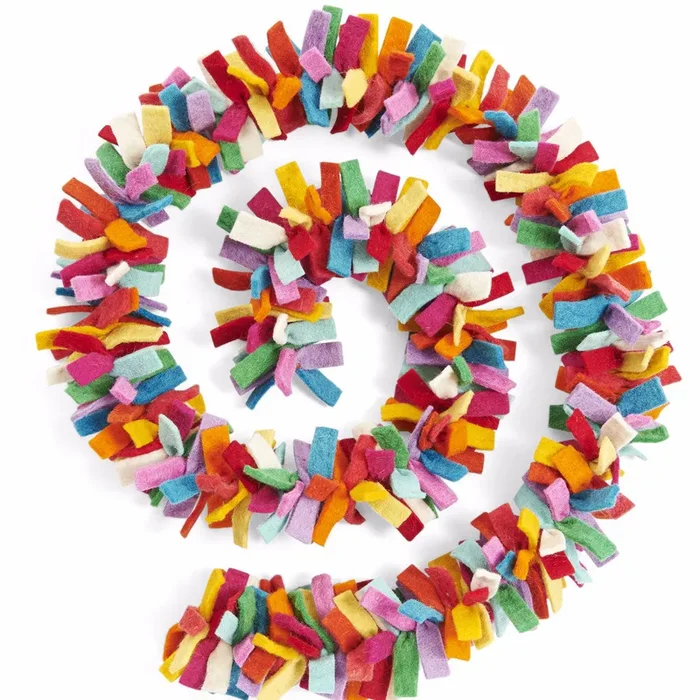 Multicolor Confetti Garland In Hand Felted Wool