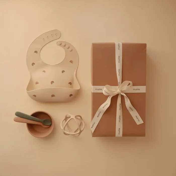 Mushie Silicone Baby Mealtime Gift Set