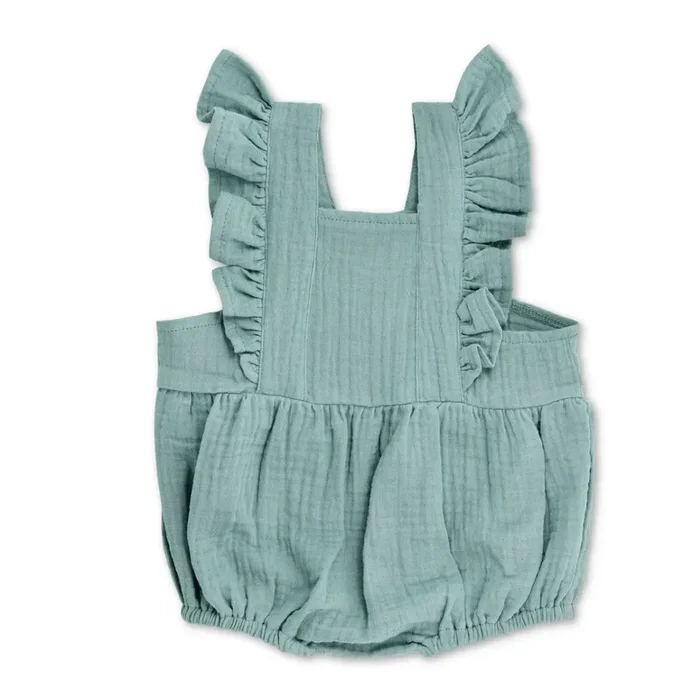 Muslin Flutter Sleeve Romper – Teal