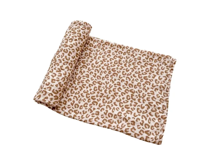 Muslin Swaddle Blanket – Brown Leopard
