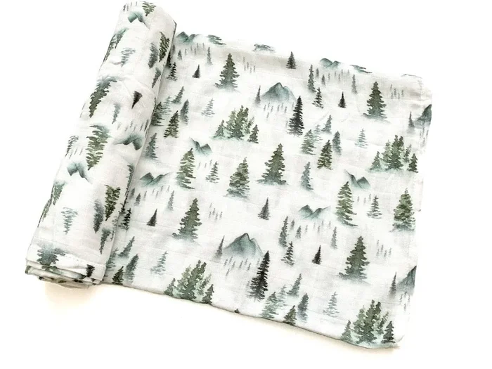 Muslin Swaddle Blanket – Green Forest