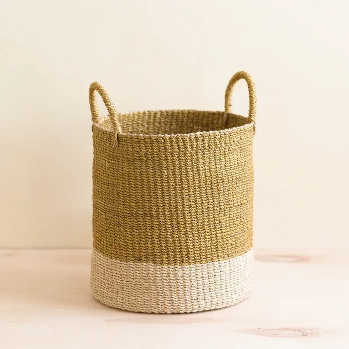 Mustard Floor Basket With Handle – Natural Baskets | Likhâ