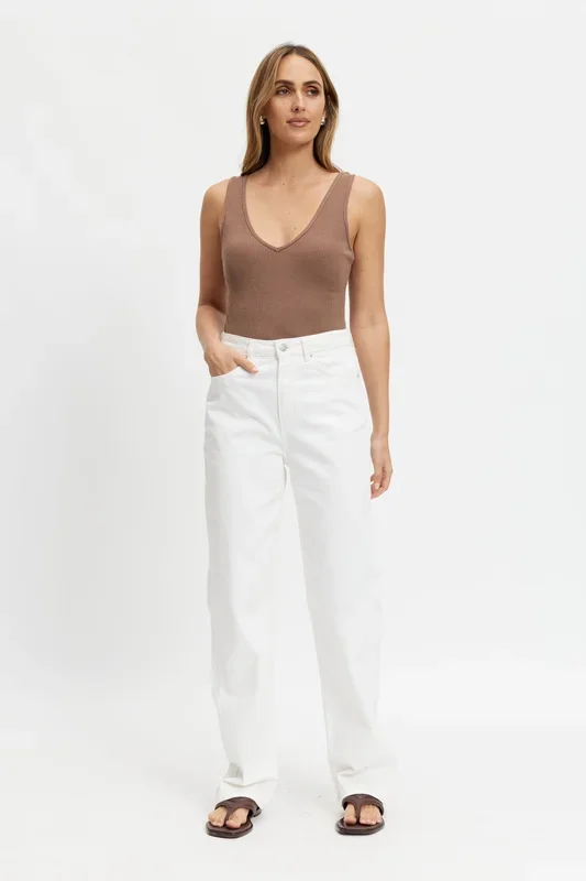Mya Reversible Ribbed Knit Tank – Mocha