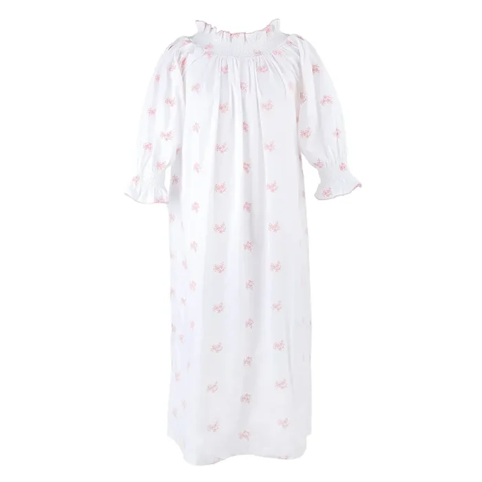 Nancy Cotton Embroidered Long Sleeve Nightgown