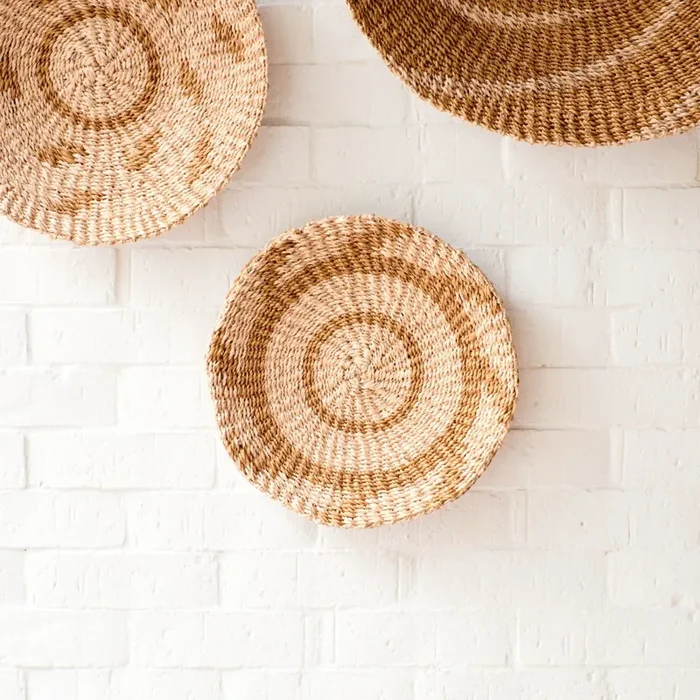 Natural + Brown Wall Baskets, Small – Round Wall Baskets | Likhâ