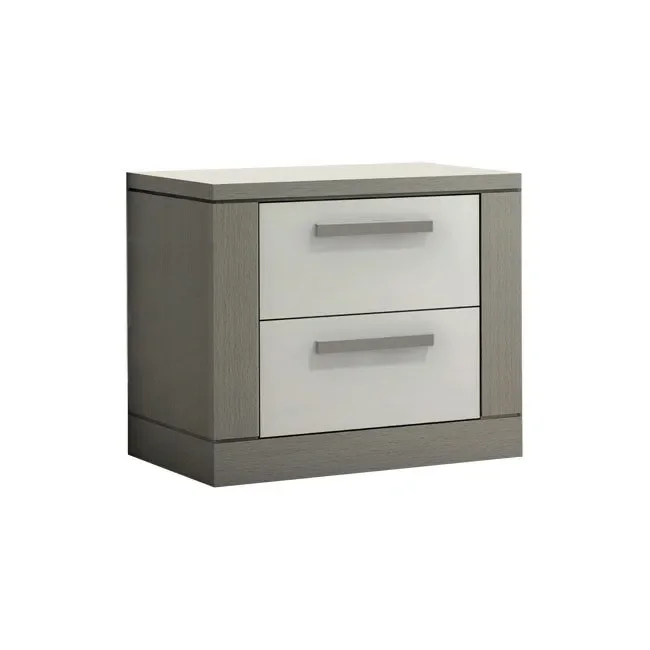 NEST Milano Collection Nightstand in Elephant Grey and White