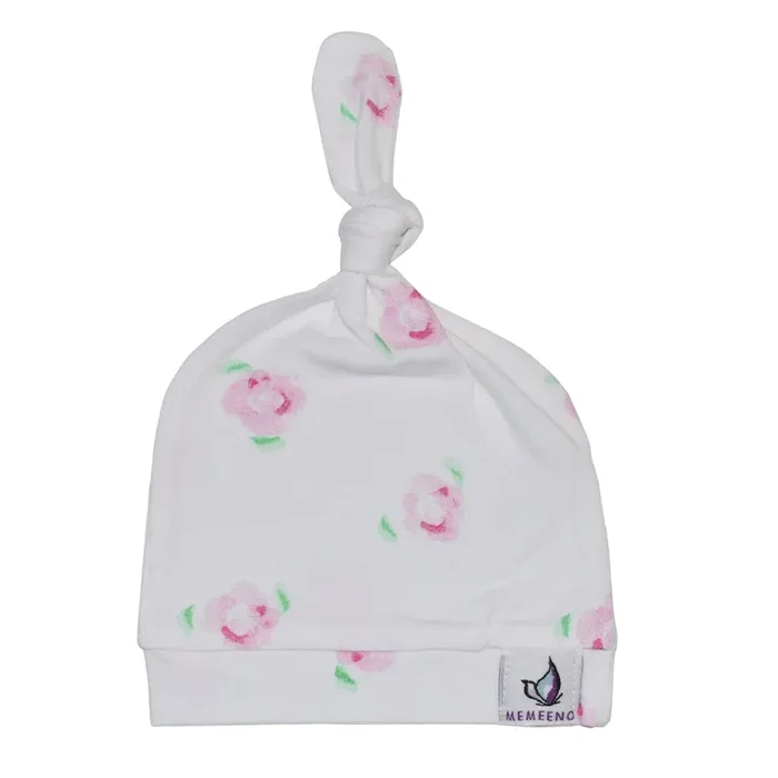 Newborn Top Knot Hat – Roses