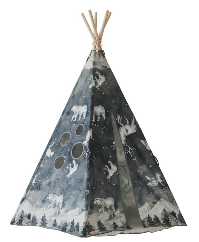 night Sky Teepee And White And Grey – Leaf Mat Set