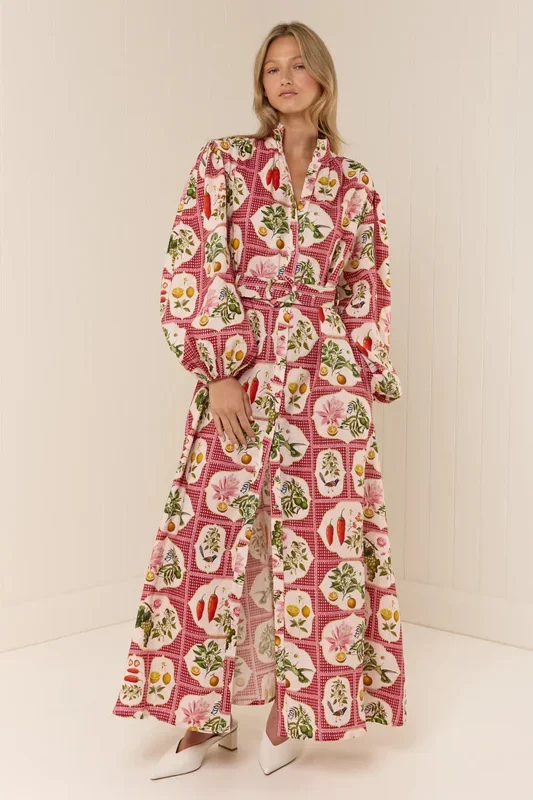 Noddy Dress in Pink Citrus Tile