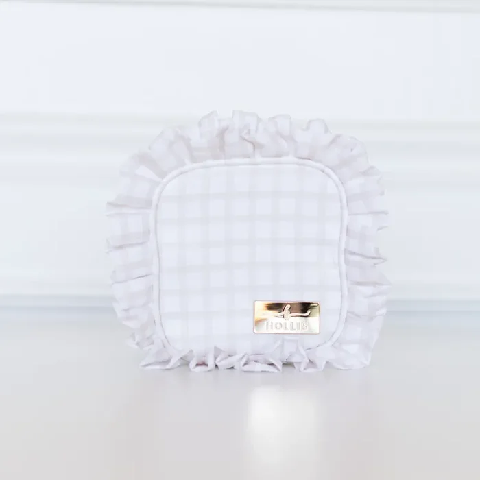 Nude Plaid Ruffled Nylon Tech Organizer