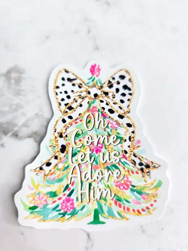Oh Come Let’s Adore Him Christmas Tree Sticker