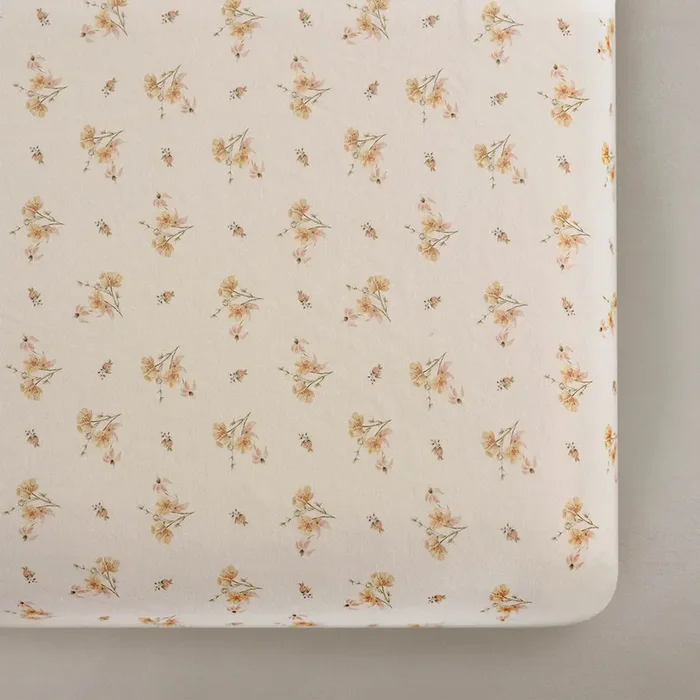Oilo Fable Crib Sheet- Dainty Floral Organic Jersey